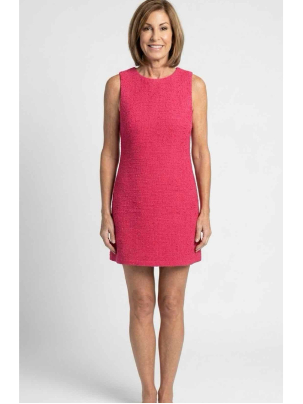 Alice + Olivia Clyde Sleeveless Boucle Tweed Shift Mini Dress Wild Pink 6